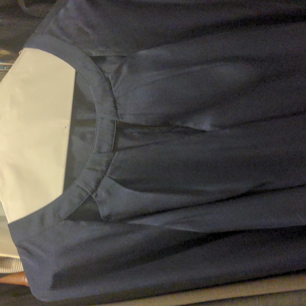 Trina Turk deep navy silk blouse